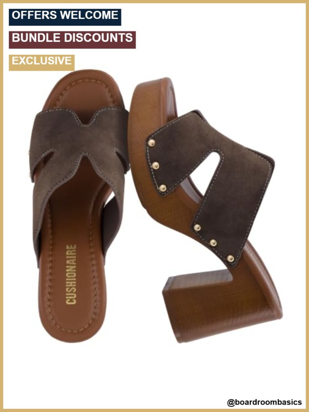 Vegan Suede Chunky Block Heel Sandals with Faux Wood Heel